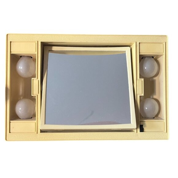 Retro 60s Light Up Marquee Bulb Travel Makeup Vanity Mirror Gold Tilt Electric - Picture 1 of 9